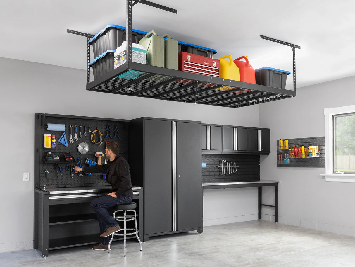 Versarac Pro 4 Ft. X 8 Ft. Height-Adjustable Overhead Rack in Black