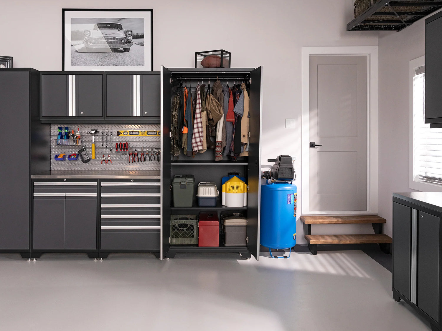 Pro Series 6 Piece Cabinet Set with Wall, Base Cabinets and Lockers