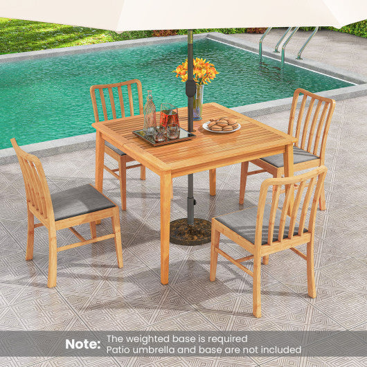 39 Inch Acacia Wood Dining Square Bistro Table with 1.96 Inch Umbrella Hole