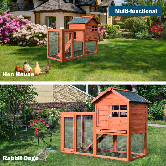 Outdoor Wooden Rabbit hutch-Natural