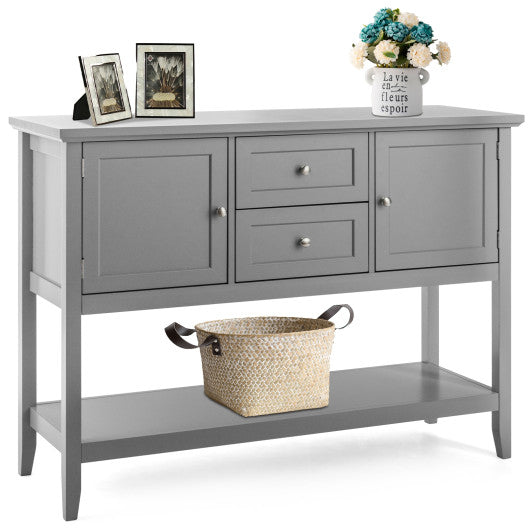 Wooden Sideboard Buffet Console Table with Drawers and Storage-Gray