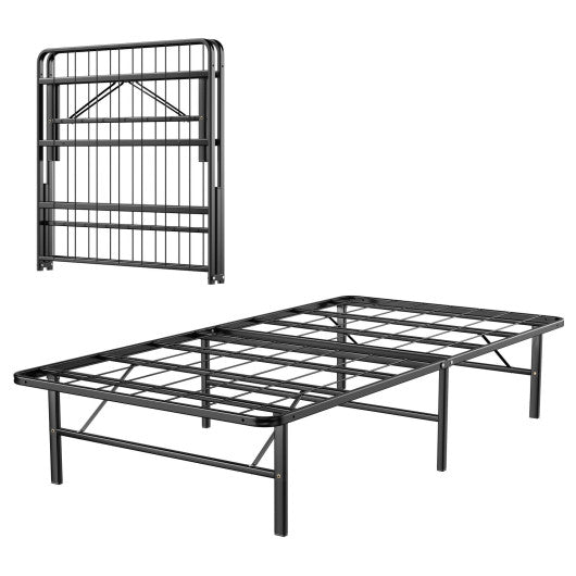 Twin/Full/Queen Size Foldable Metal Platform Bed with Tool-Free Assembly-Twin size