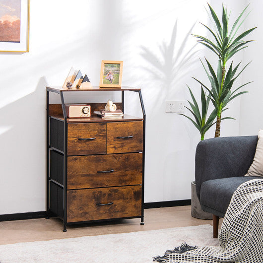 Freestanding Cabinet Dresser with Wooden Top Shelves-L