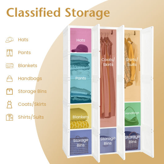 Foldable Armoire Wardrobe Closet with 10 Cubes