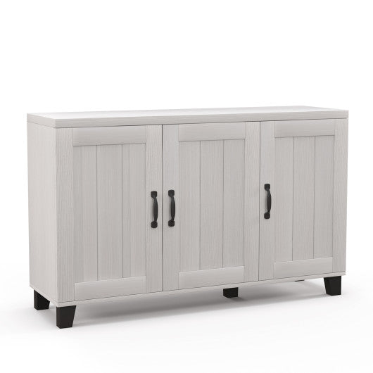3-Door Buffet Sideboard with Adjustable Shelves and Anti-Tipping Kits-White Wash