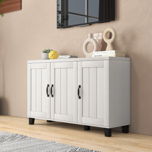3-Door Buffet Sideboard with Adjustable Shelves and Anti-Tipping Kits-White Wash