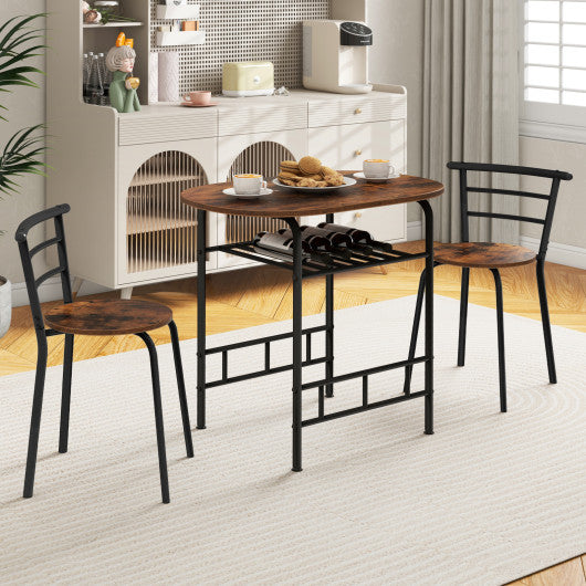 3-Piece Space-Saving Bistro Set for Kitchen and Apartment-Coffee