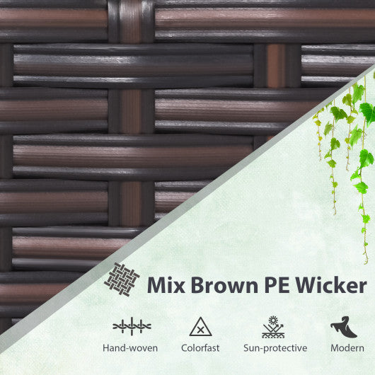 3 Pieces Rattan Patio Furniture Set with Washable Cushion-Dark Blue