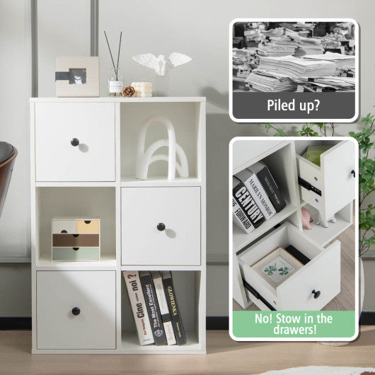 3-Tier Bookcase with Anti-toppling Device for Living Room-White