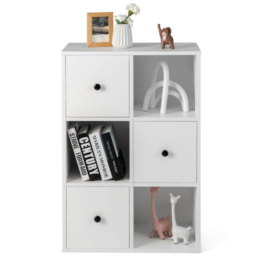 3-Tier Bookcase with Anti-toppling Device for Living Room-White