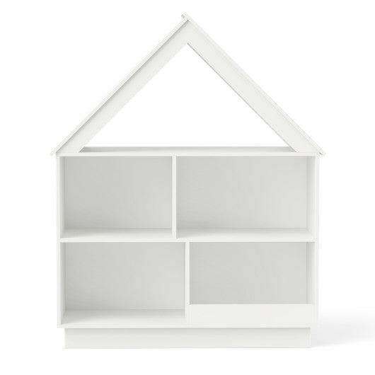 3-Tier House-Shaped Toy Storage Organizer with Open Shelves-White