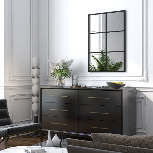 3-Layered Decorative Wall Mirror with Metal Frame for Dining Living Room-Black