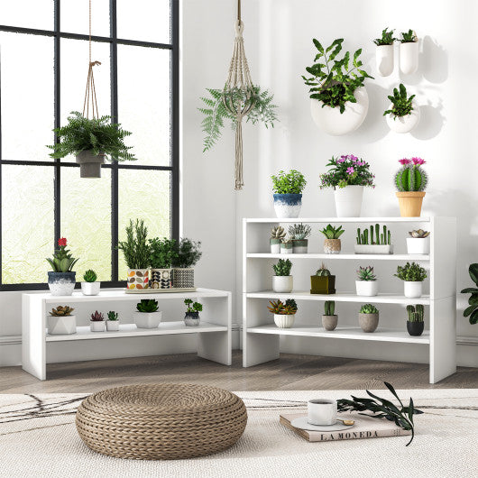 3 Pieces 31-Inch Stackable Multi-Shape Shoe Rack-White