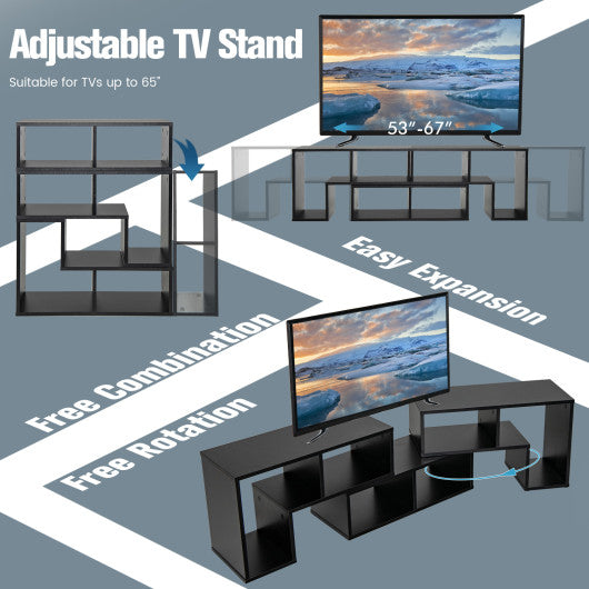 3 Pieces Adjustable TV Stand for TVs up to 65 Inch with Shelves-Black