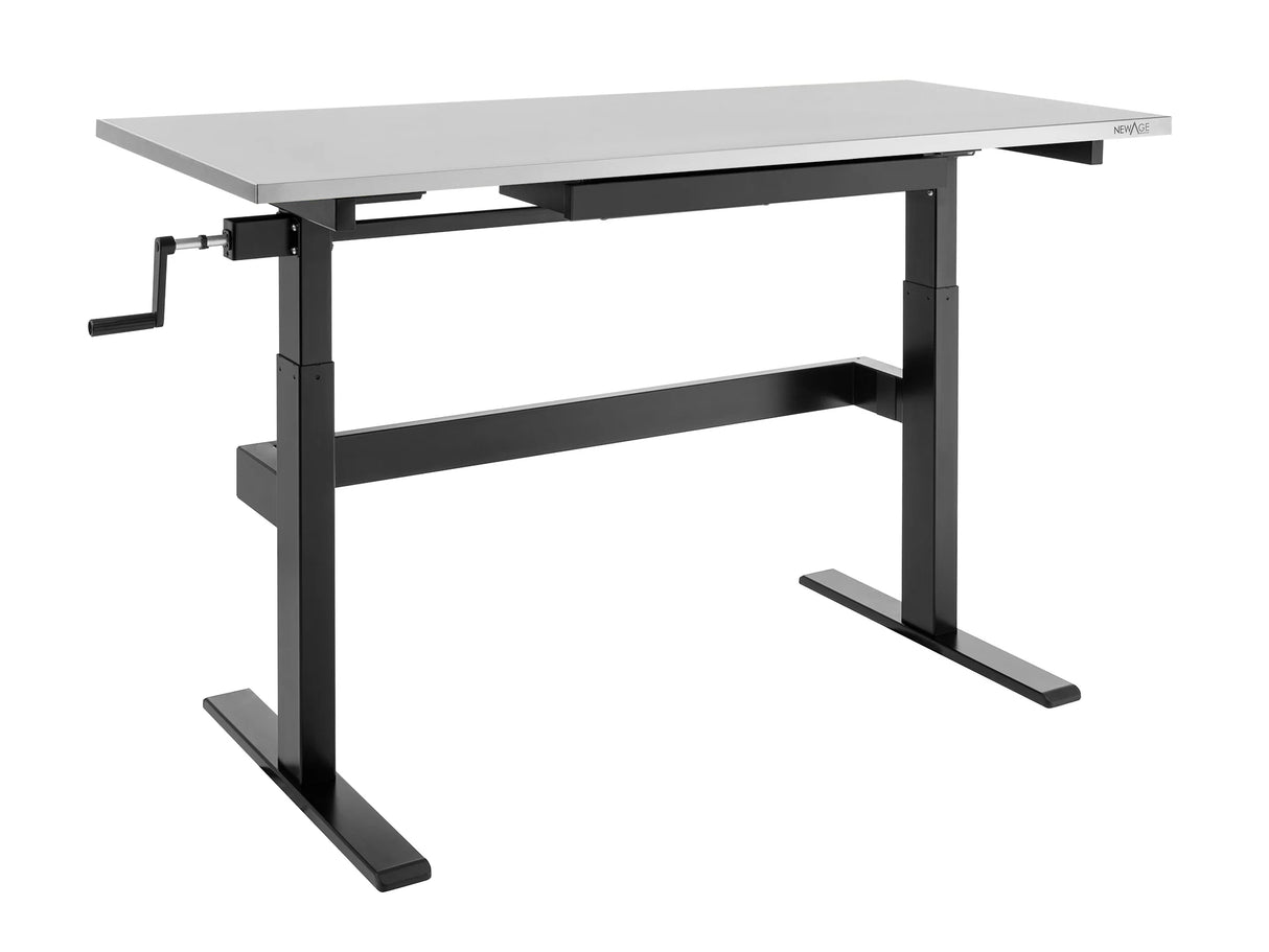 56 In. Manual Adjustable Height Worktable with Drawer