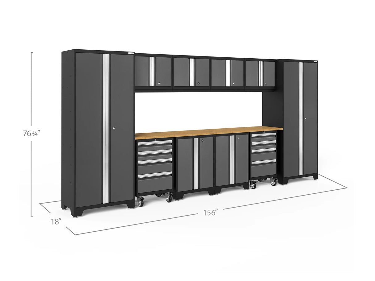 Bold Series 12 Piece Cabinet Set with Tool, Base, Wall Cabinets and 2 Lockers