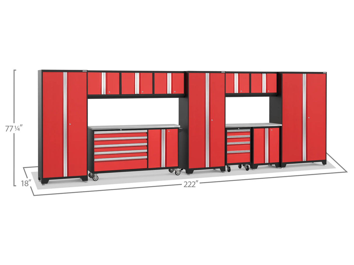 Bold Series 12 Piece Cabinet Set with Project Center, Tool Drawer, Base, Wall Cabinets and Locker