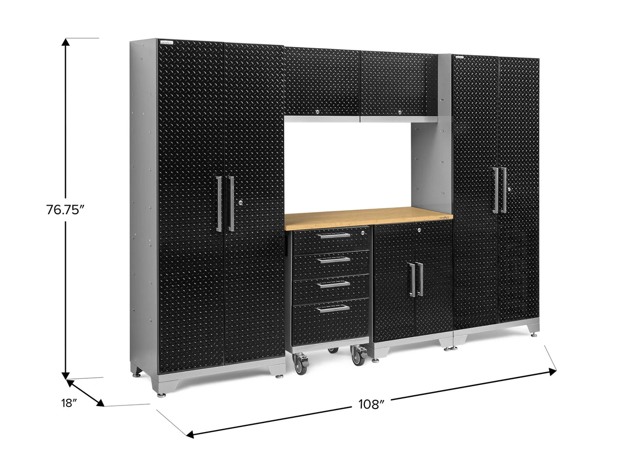 Performance Diamond Plate Limited Edition 7 Piece Cabinet Set with Tool, Base, Wall Cabinets, 30 In. Lockers and Worktop