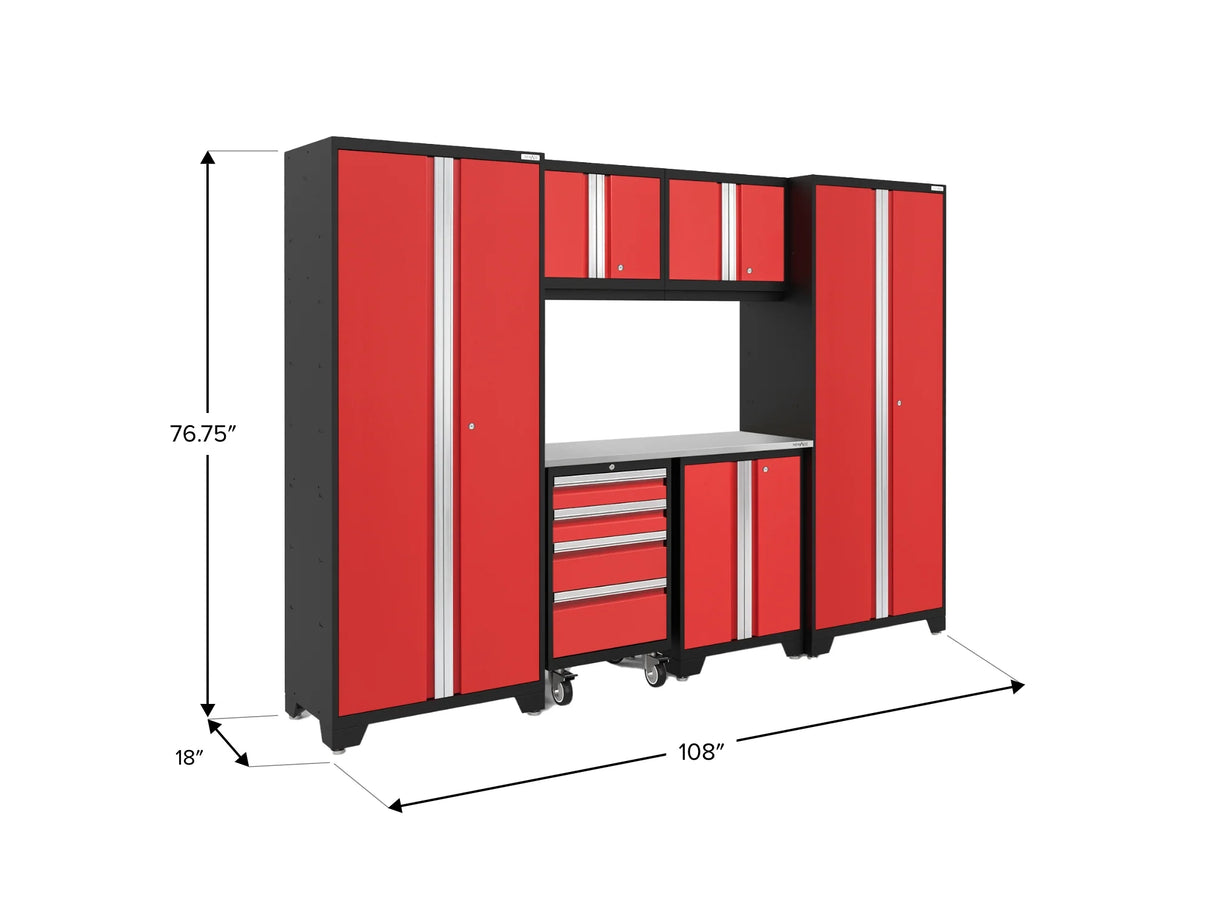 Bold Series 7 Piece Cabinet Set with Tool, Base, Wall Cabinets and 30 In. Lockers