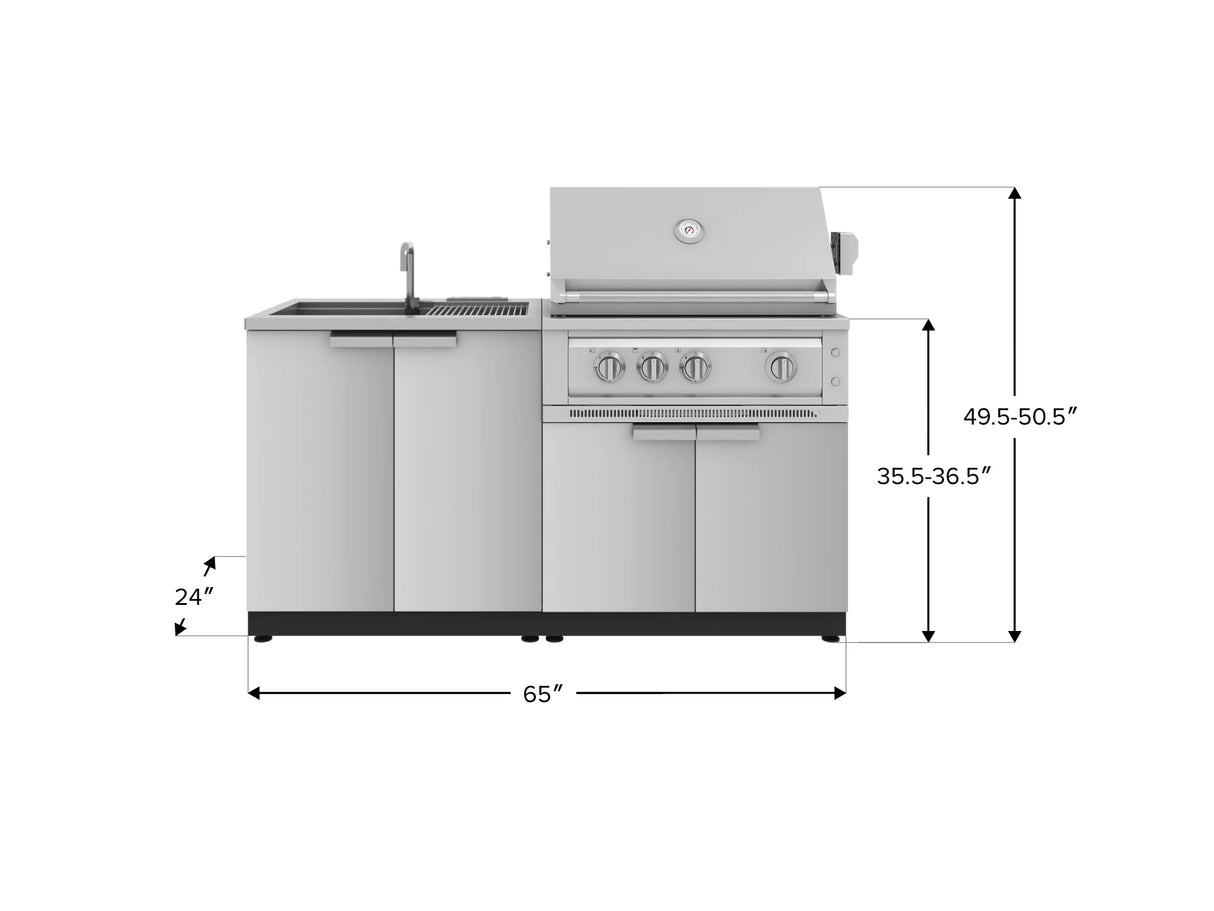 Outdoor Kitchen Stainless Steel 3 Piece Cabinet Set with Sink, Grill Cabinet and Platinum Grill