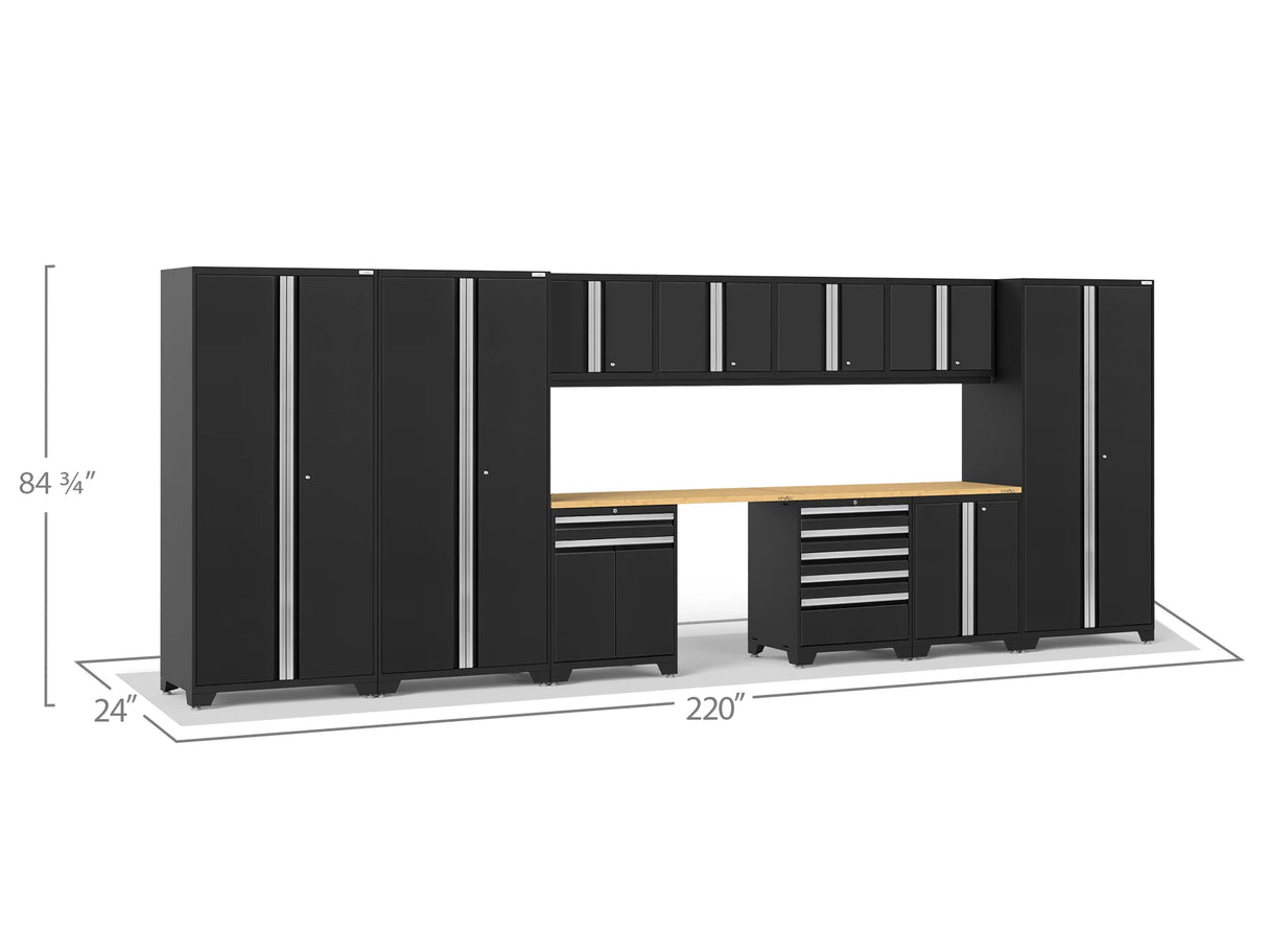 Pro Series 12 Piece Cabinet Set with Lockers, Tool Drawer Cabinet, and 56 In. Worktop