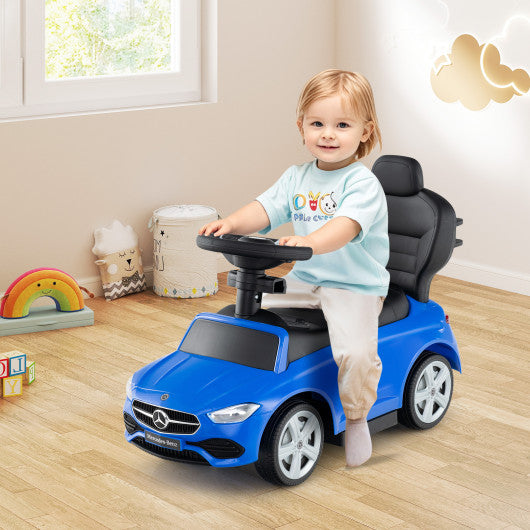 3-in-1 Ride on Push Car Mercedes-Benz Licensed Sliding Car with Canopy-Blue