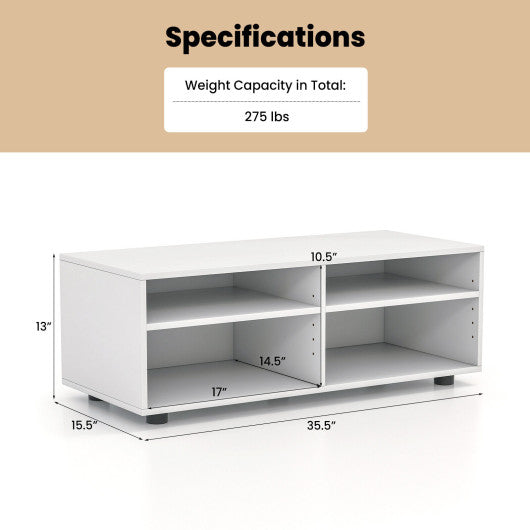 4-Cube TV Stand for TV up to 45 Inch with 5 Positions Adjustable Shelves-White