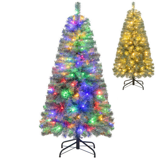 Pre-Lit Blue Artificial Christmas Tree Slim with 9 Lighting Modes-4.5 ft