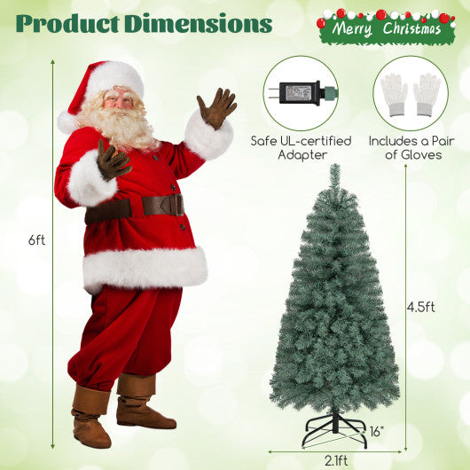 Pre-Lit Blue Artificial Christmas Tree Slim with 9 Lighting Modes-4.5 ft