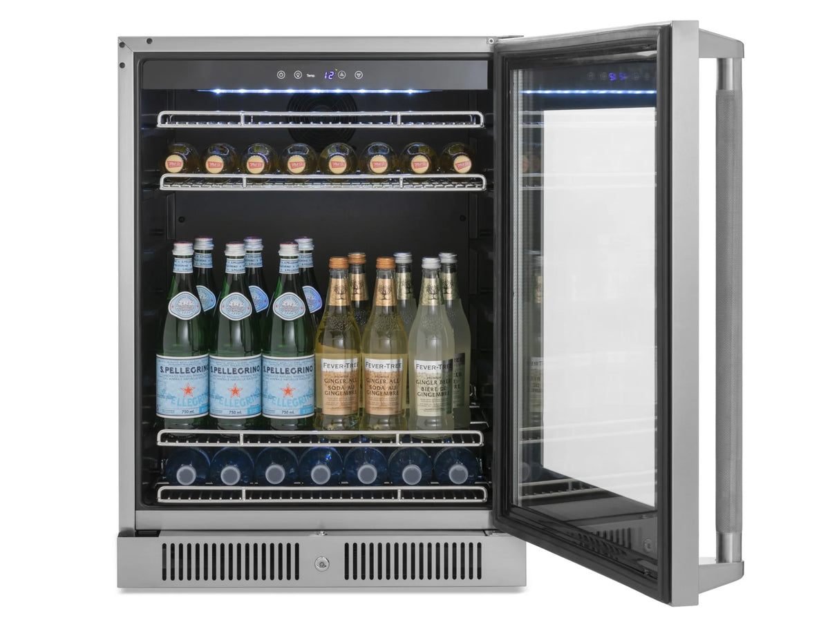 Outdoor Kitchen Aluminum 5 Piece Cabinet Set with 3-Drawer, 2-Door Cabinet, Countertops and Fridge