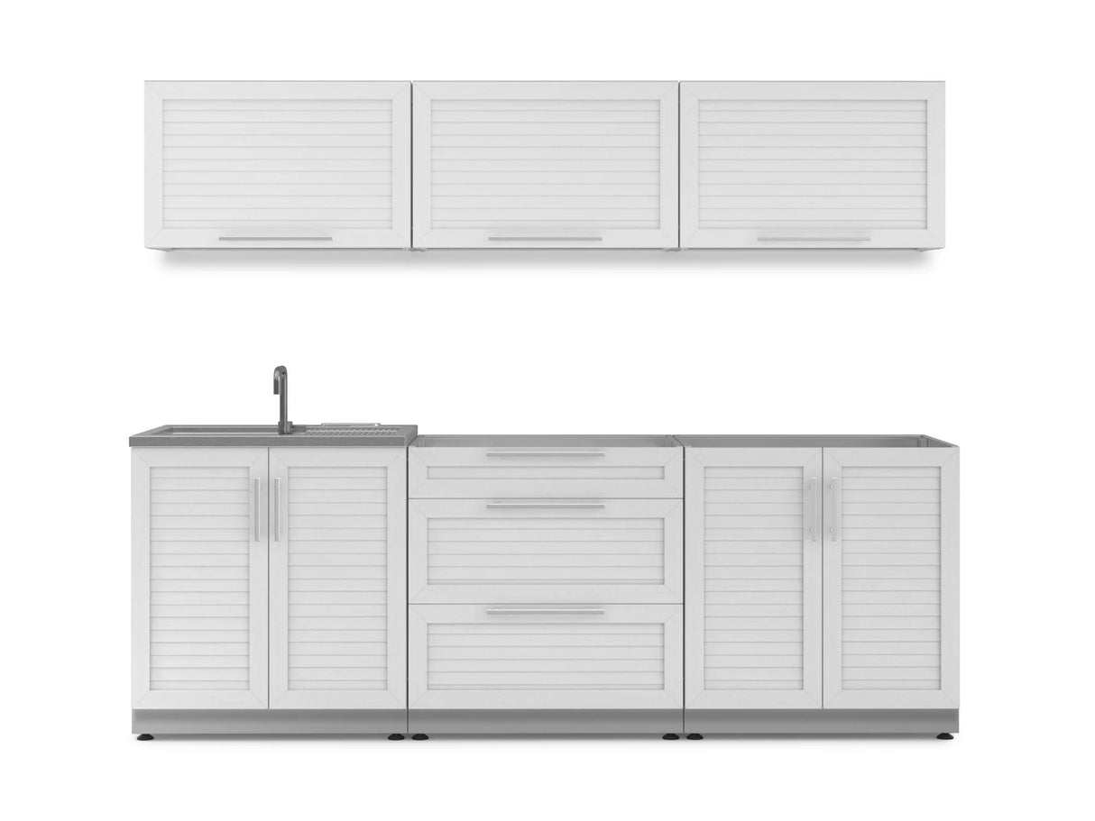 Outdoor Kitchen Stainless Steel 6 Piece Cabinet Set with Sink, 3-Drawer, 2-Door and Wall Cabinets