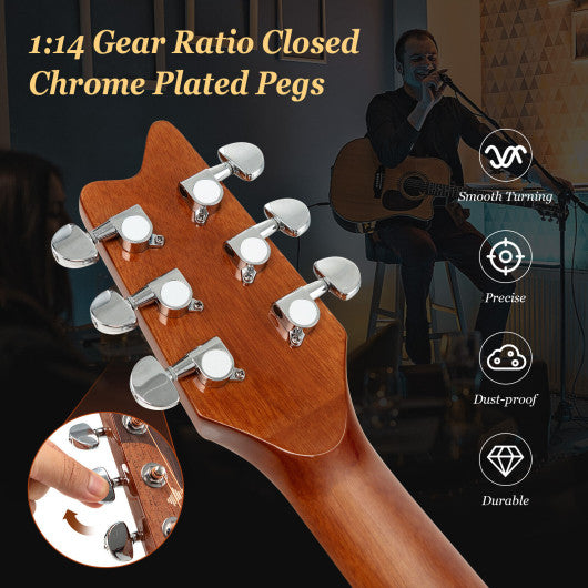 41 Inch Full Size Acoustic Guitar with Sapele Body Strap Picks