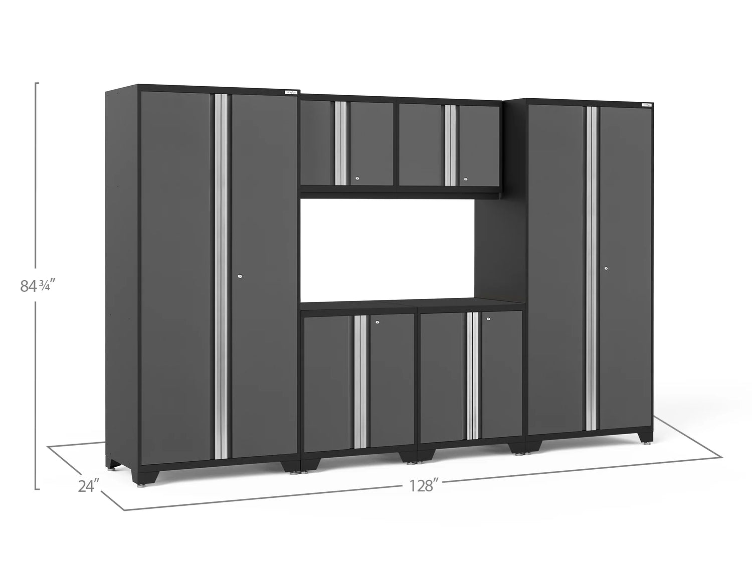 Pro Series 6 Piece Cabinet Set with Wall, Base Cabinets and Lockers