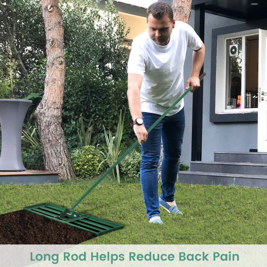 42 x 10 Inch Lawn Leveling Rake with Ergonomic Handle-Green