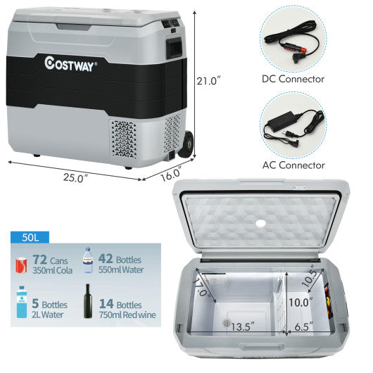 42 QT Portable Dual-Zone Car Refrigerator-Gray