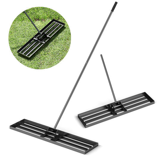 42 x 10 Inch Lawn Leveling Rake with Ergonomic Handle-Black