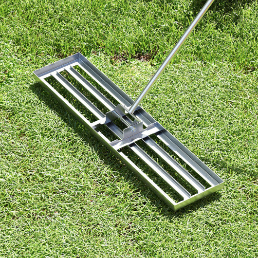 42 x 10 Inch Lawn Leveling Rake with Ergonomic Handle-Silver