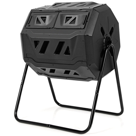 43 Gallon Composting Tumbler Compost Bin with Dual Rotating Chamber