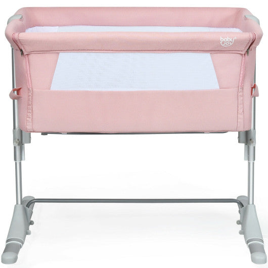 Travel Portable Baby Bed Side Sleeper Bassinet Crib with Carrying Bag-Pink