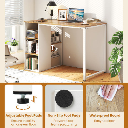 45 Inch Computer Desk with 5 Storage Compartments and Metal Frame