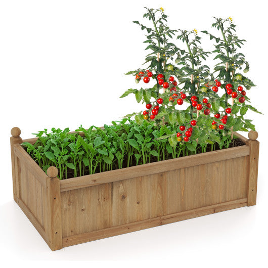 46 x 24 x 16 Inch Rectangular Planter Box with Drainage Holes for Backyard Garden Lawn-Brown