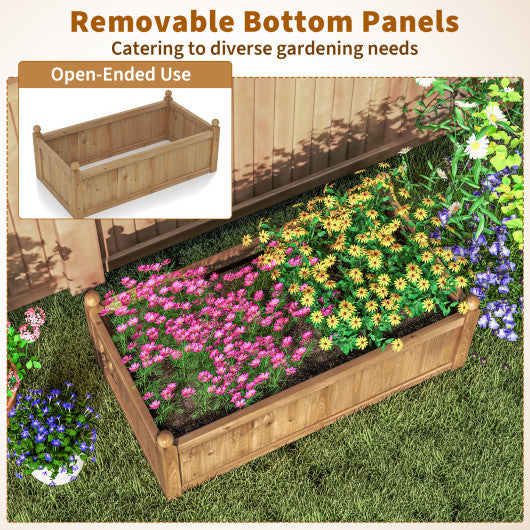 46 x 24 x 16 Inch Rectangular Planter Box with Drainage Holes for Backyard Garden Lawn-Brown