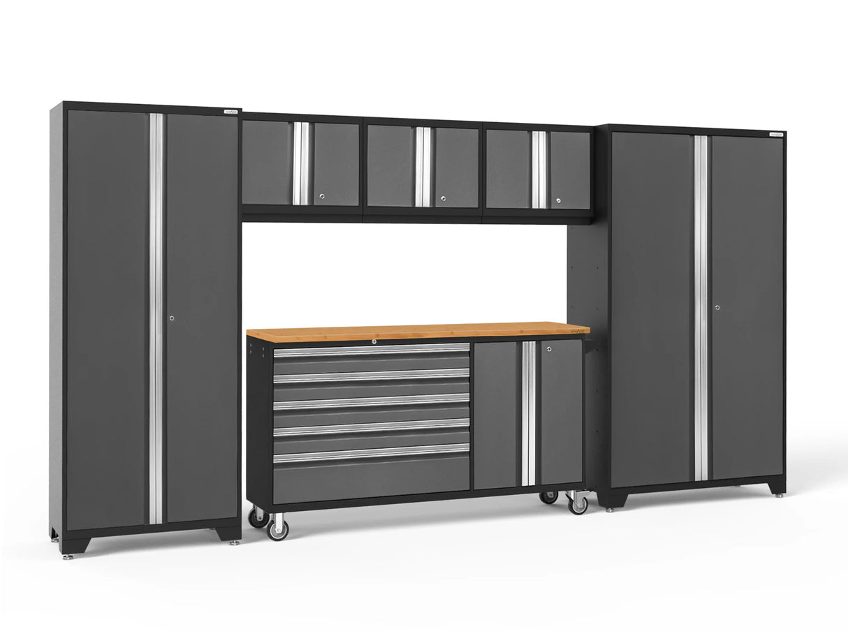 Bold Series 6 Piece Cabinet Set with Project Center, Wall Cabinets and Lockers