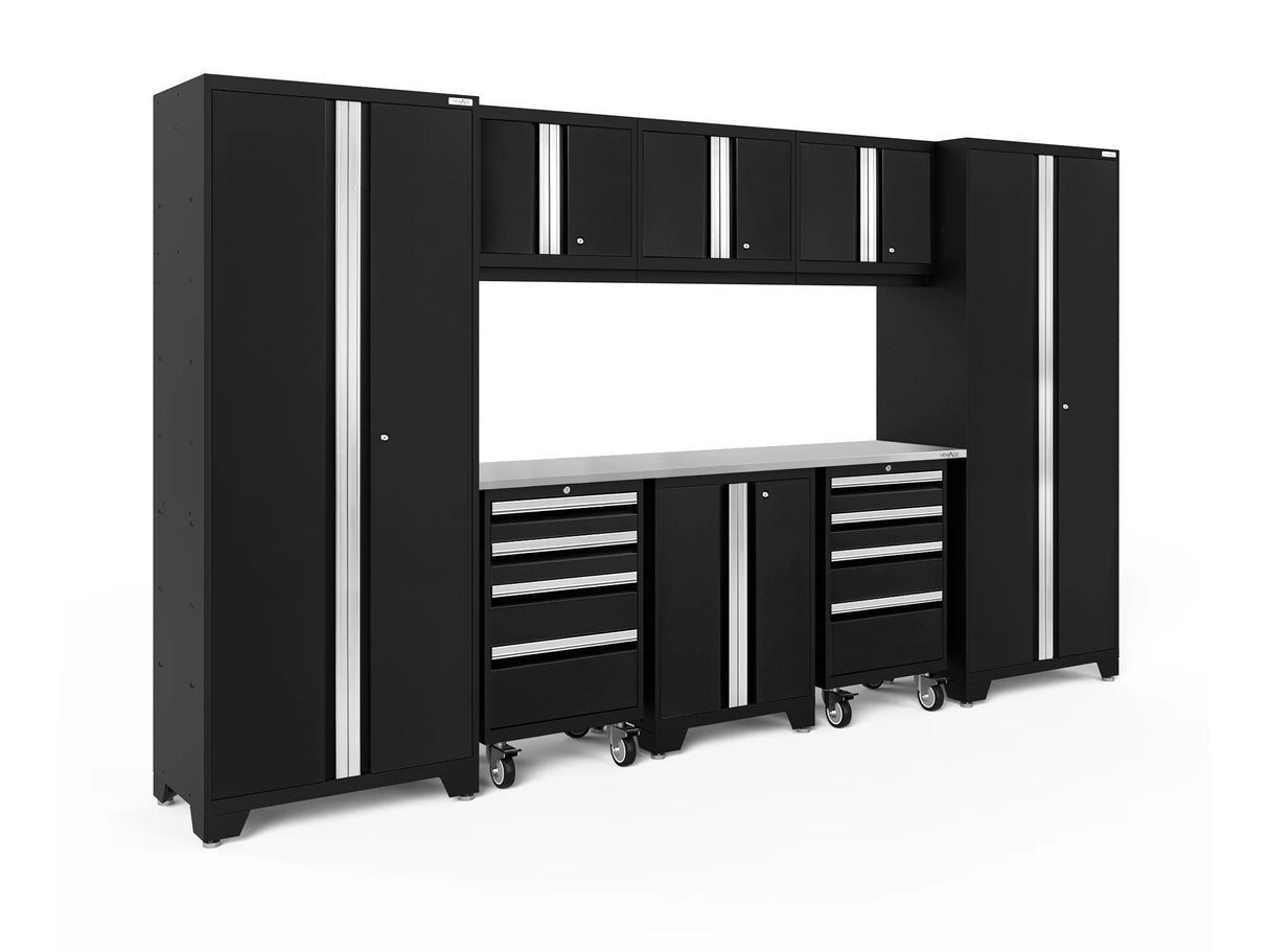 Bold Series 9 Piece Cabinet Set with 2 Tool, Base, Wall Cabinets and 30 In. Lockers
