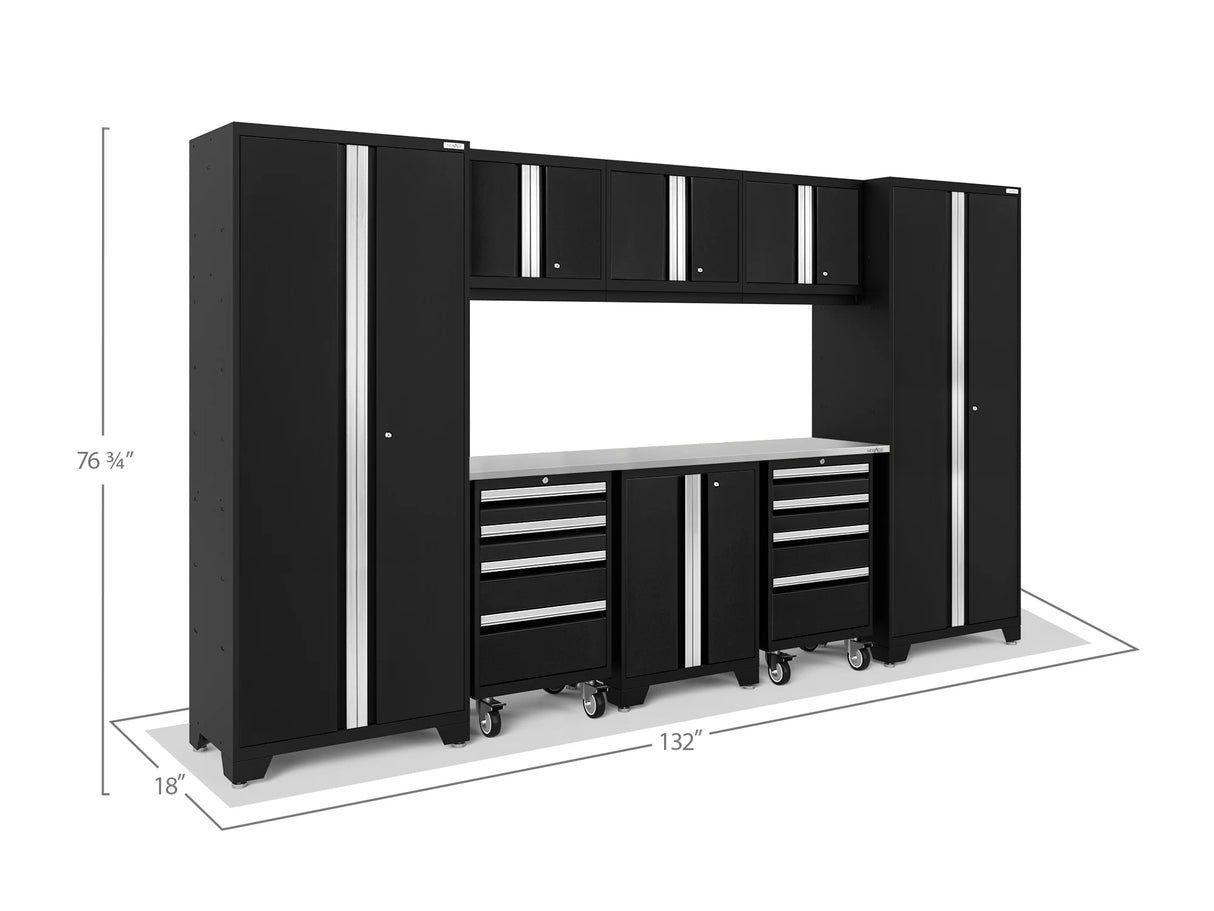 Bold Series 9 Piece Cabinet Set with 2 Tool, Base, Wall Cabinets and 30 In. Lockers