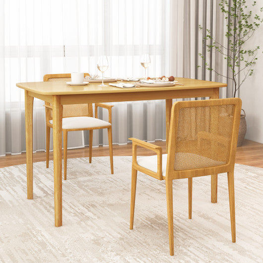 48 Inch Solid Wood Dining Table with Rubber Wood Supporting Legs for Kitchen Dining Room-Natural