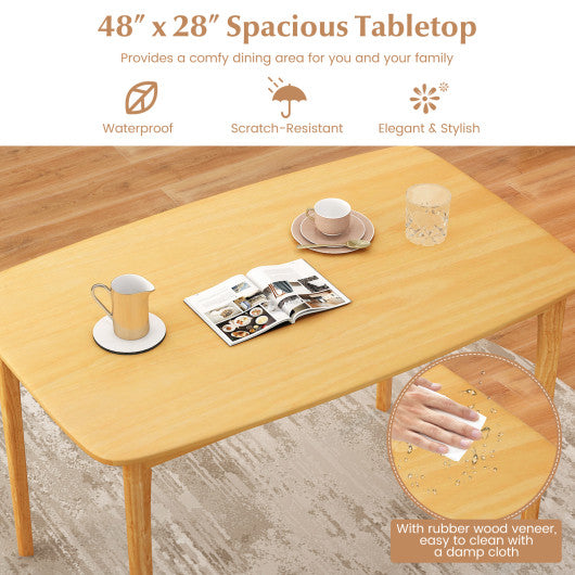 48 Inch Solid Wood Dining Table with Rubber Wood Supporting Legs for Kitchen Dining Room-Natural
