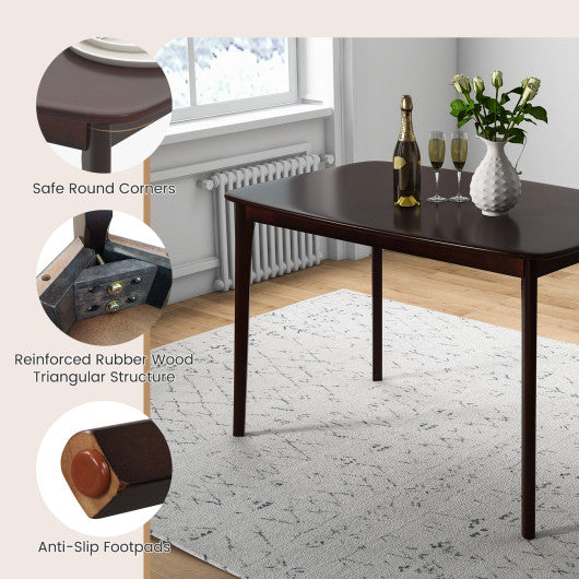 48 Inch Solid Wood Dining Table with Rubber Wood Supporting Legs for Kitchen Dining Room-Espresso