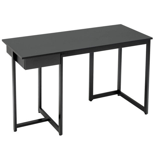 48 Inch Computer Desk with Metal Frame and Adjustable Pads-Black