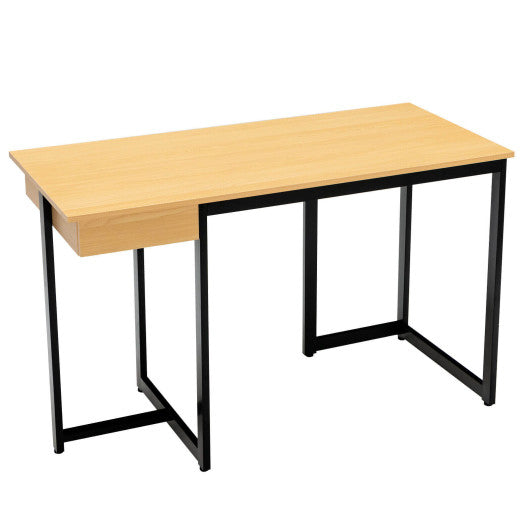 48 Inch Computer Desk with Metal Frame and Adjustable Pads-Natural